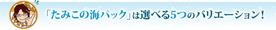 「たみこの海パック」は選べる5つのバリエーション