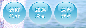 新鮮魚介、厳選逸品、送料無料